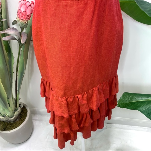 Lafayette 148 New York Rustic Orange Ruffle Dress Size 6 - Picture 3 of 12